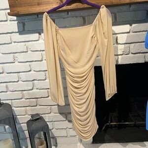 Elegant Cream Off-Shoulder Dress